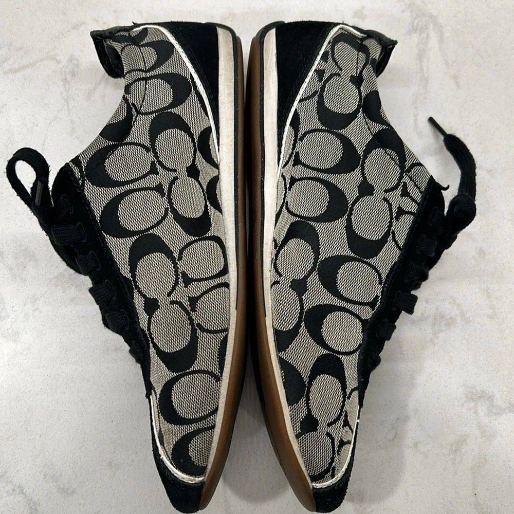 Coach Devin Black Signature Suede Canvas Embroidered Sneakers 8.5 - Picture 7 of 16